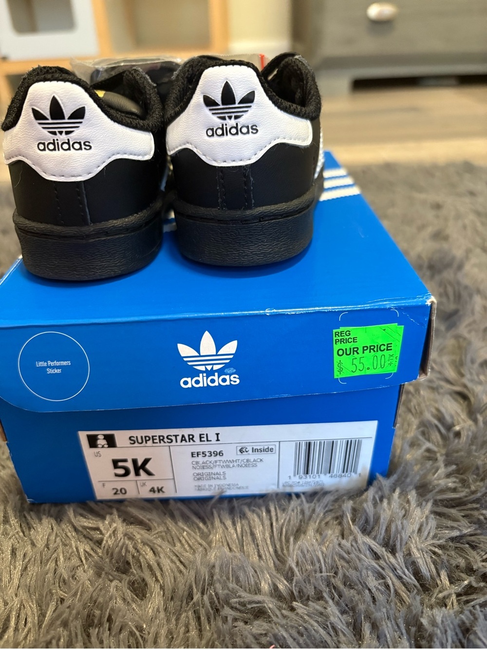adidas Kids Black and White Superstar EL I Sneakers